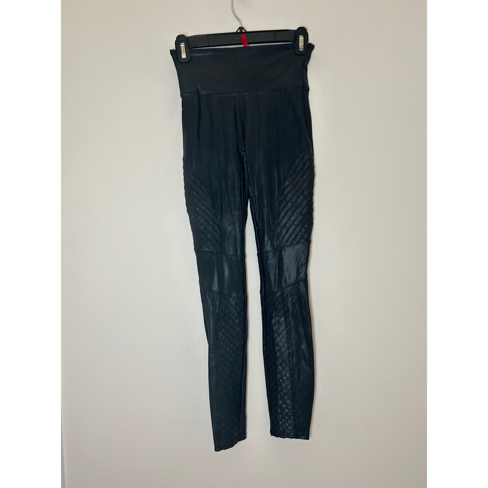 SPANX Faux Leather Moto‎ Leggings Black High Waist S/P